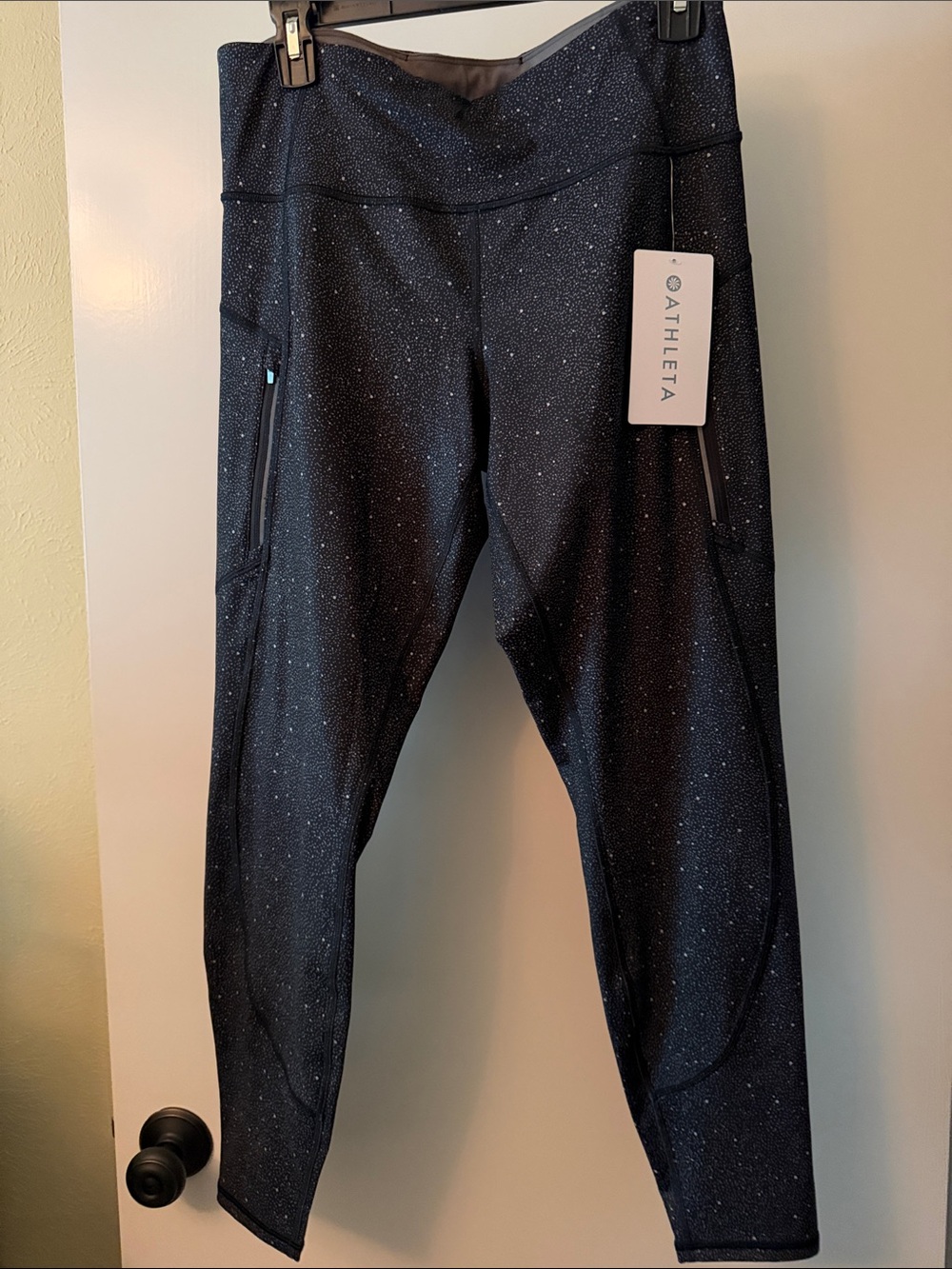 Athleta Black Speckle Zip-Pocket Performance Leggings
